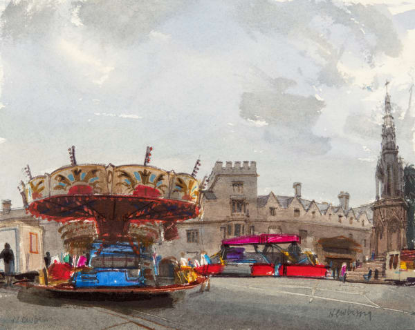 John Newberry RWS , St Giles Fair, Oxford Martyrs Memorial