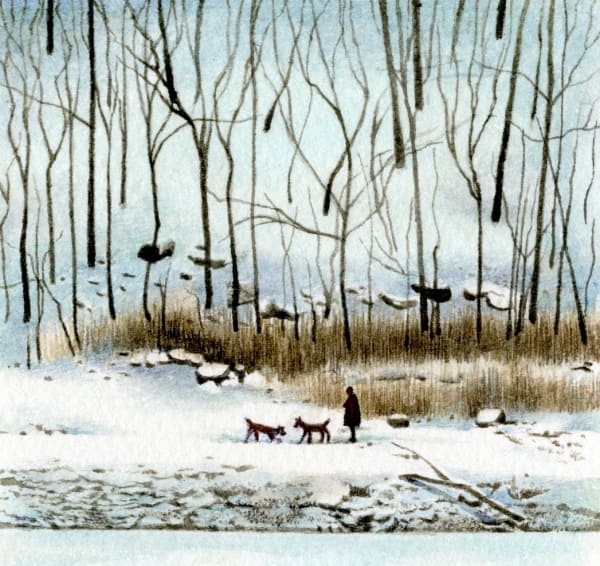 Liz Butler RWS, Walking in the Silence of the Snow