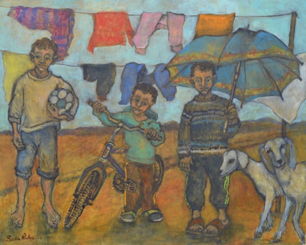 Sula Rubens RWS, Three Children and Two Young Goats