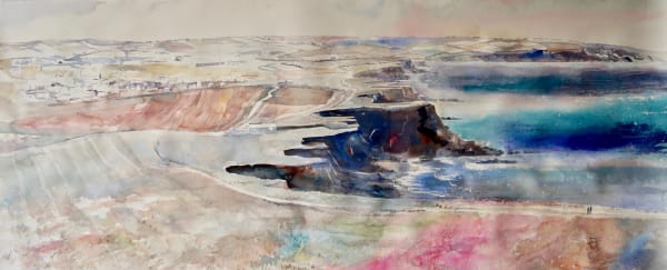 Sophie Knight RWS, Couple on a Walk, Hot Dry Day, Cornwall