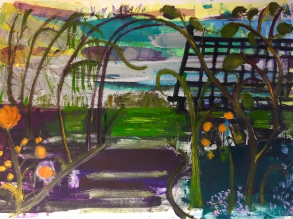 Louise Davies RE, Moonlight Garden