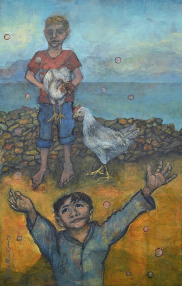 Sula Rubens RWS, Boys with Chickens and Bubbles - Study