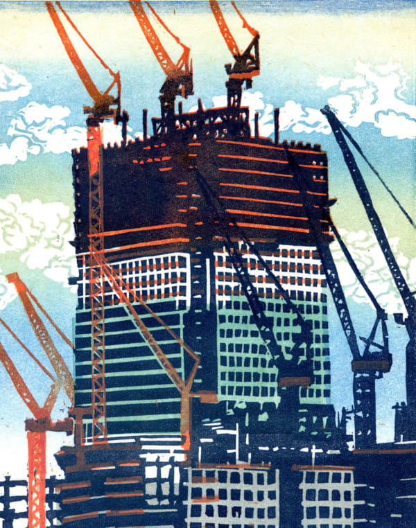 Janet Brooke RE, Canary Wharf, Head in Clouds