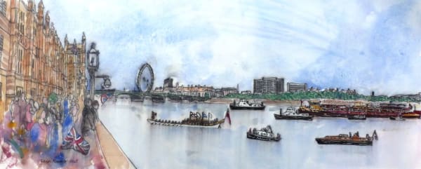 Thomas Plunkett PPRWS Hon. RE, Thames Jubilee Pageant from the House of Commons