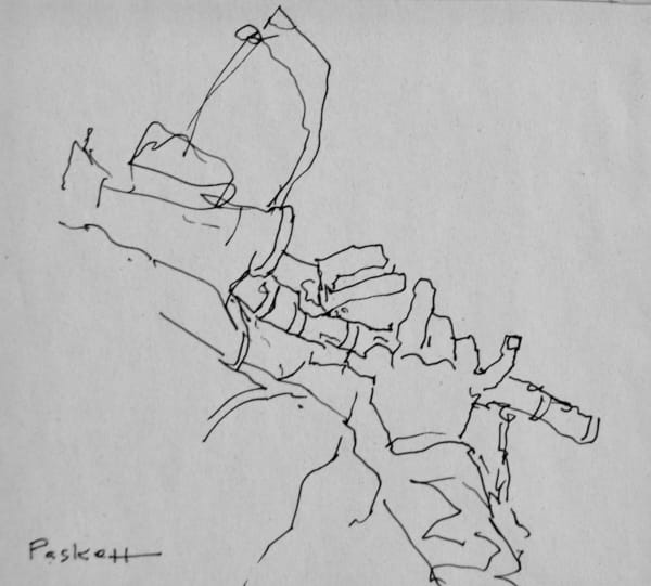 David Paskett PPRWS Hon. RE, Chinese Flautist, Zhaji.