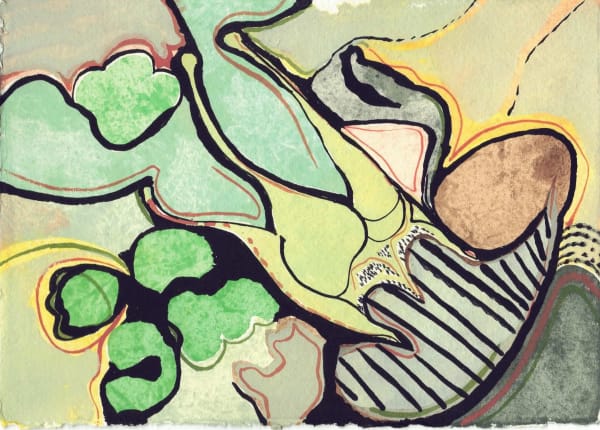 Chloe Fremantle RWS, Blue Green & Grey Aquilegia, 36.25