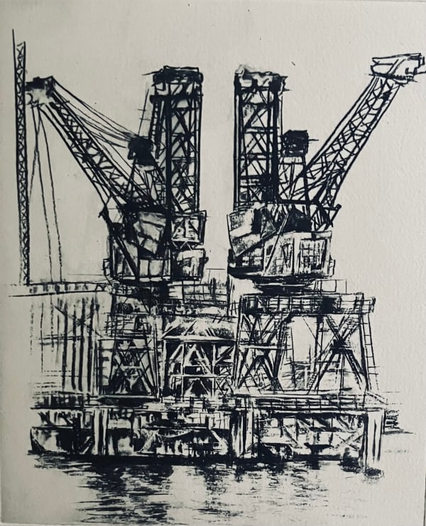 Jackie Newell RE, Twin Derricks at Battersea