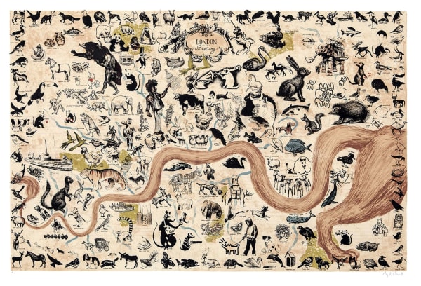 Mychael Barratt PPRE Hon. RWS, A London Bestiary - Map of London's Animals
