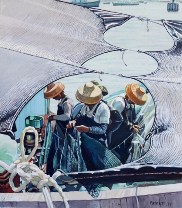 David Paskett PPRWS Hon. RE, Mending Nets, Cheung Chau