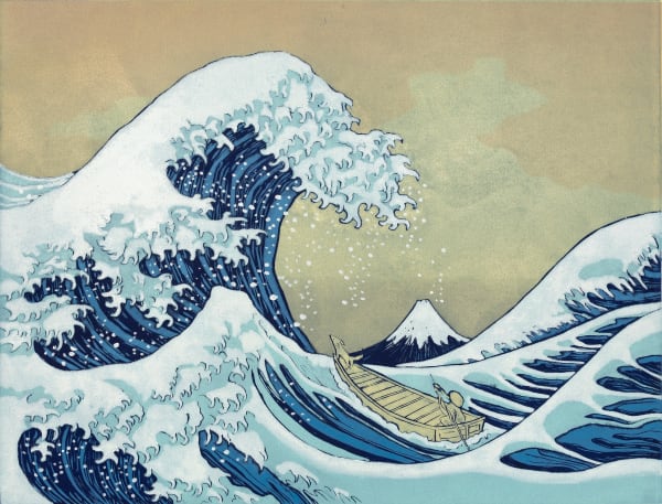 Mychael Barratt PPRE Hon. RWS, Hokusai's Dog - The Great Wave, 2024