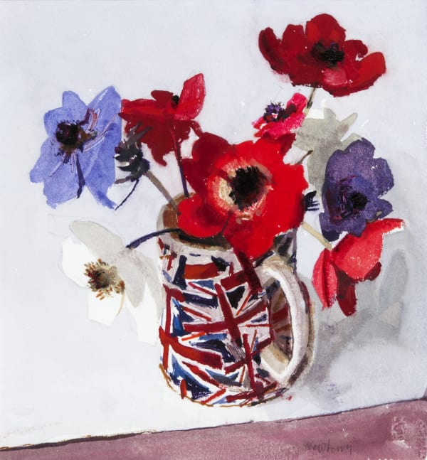 John Newberry RWS, Anemones, Red White and Blue