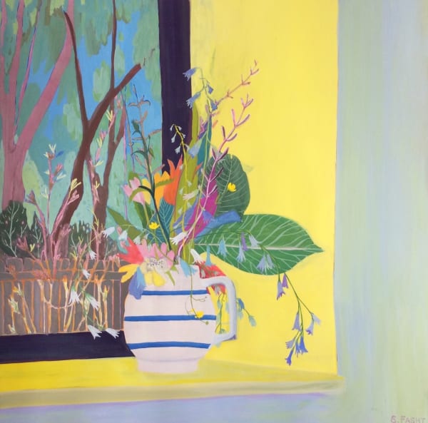 Suzy Fasht RWS, Wild Flowers at a Window