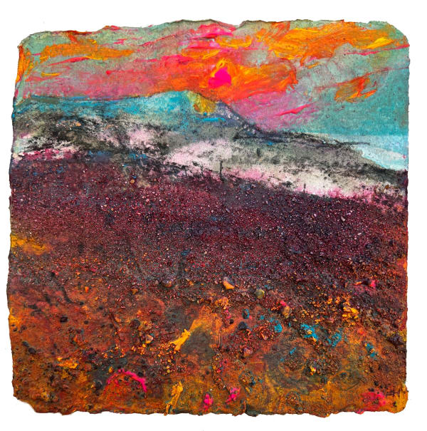 Frances Hatch RWS, Teal on Crimson - August Dawn