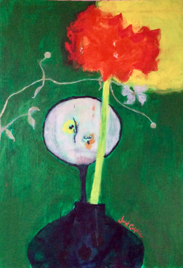 Janet Golphin RWS, Amaryllis with Ghost Japanese Anemones