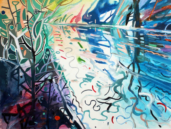 David Wiseman RWS, Pitshanger Riverside, Ealing, Summer