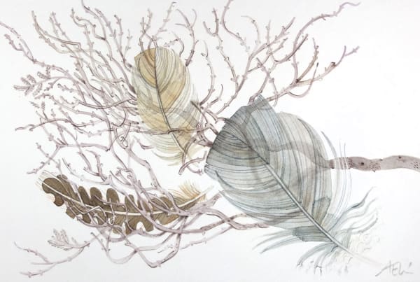 Angie Lewin RWS RE, Spey Track Feathers