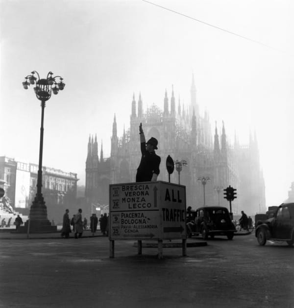Werner Bischof, Traffic control for the Allies, Milano, Italy, 1946