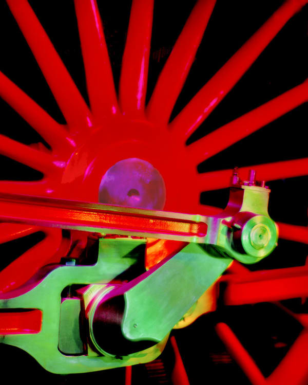 René Groebli, Locomotive wheel, advertisement for Ruhrkohle/Rad einer Lokomotive, Werbung für Ruhrkohle (D69), Deutsches Museum, München, 1959