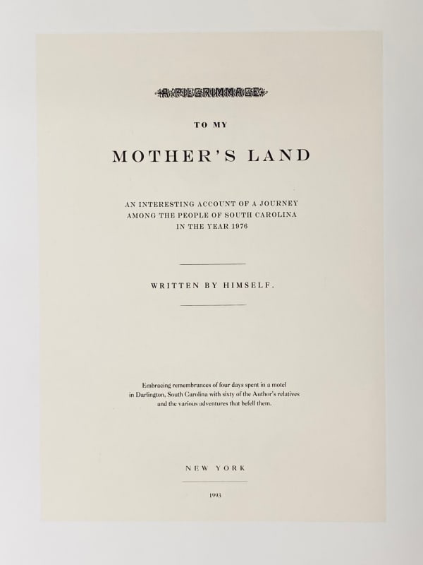 Glenn Ligon, Untitled (Pilgrimage to My Mother’s Land...) from the Narratives Suite, 1993