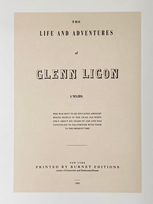 Glenn Ligon, Untitled (The Life and Adventures of Glenn Ligon...) from the Narratives Suite, 1993