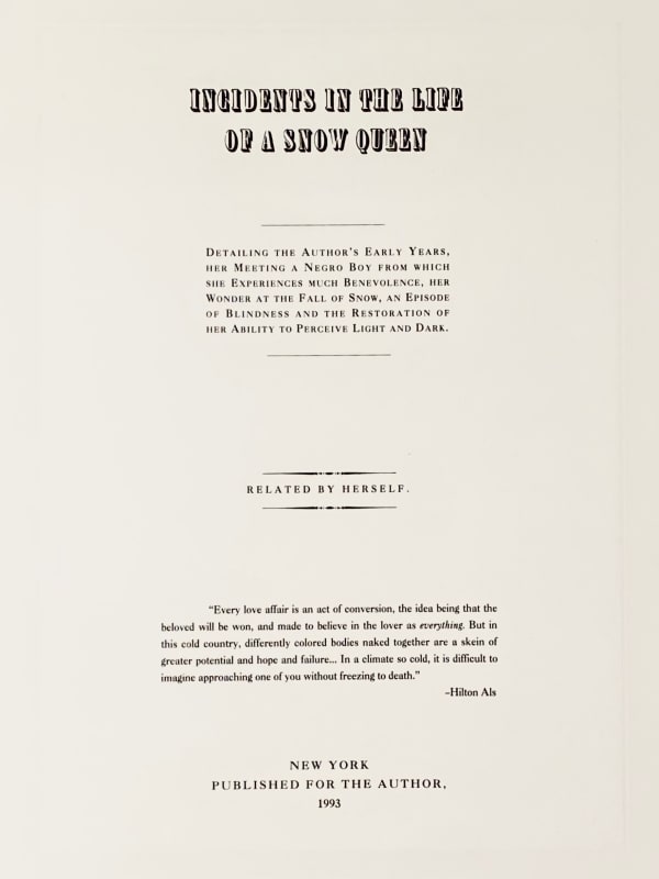 Glenn Ligon, Untitled (Incidents in the Life of a Snow Queen...) from the Narratives Suite, 1993