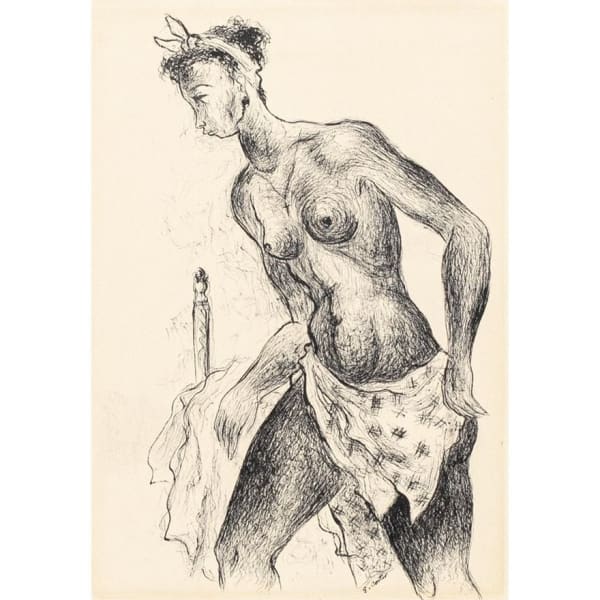 Eldzier Cortor, Untitled (Figure in Bedroom), 1945