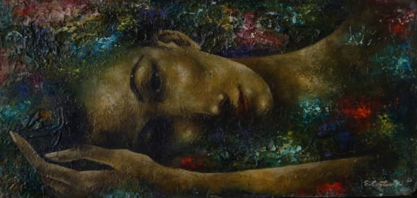 Eldzier Cortor, Head of Young Woman, 1958