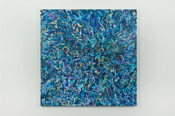 Hand-mixed abstract color droplet art