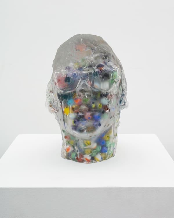 Jay Heikes Heads Made of Marbles, 2024 Blown glass with marbles and mixed media 11 1/2 x 7 1/8 x 9 1/2 inches 29.2 x 18.1 x 24.1 cm (JH.20871)