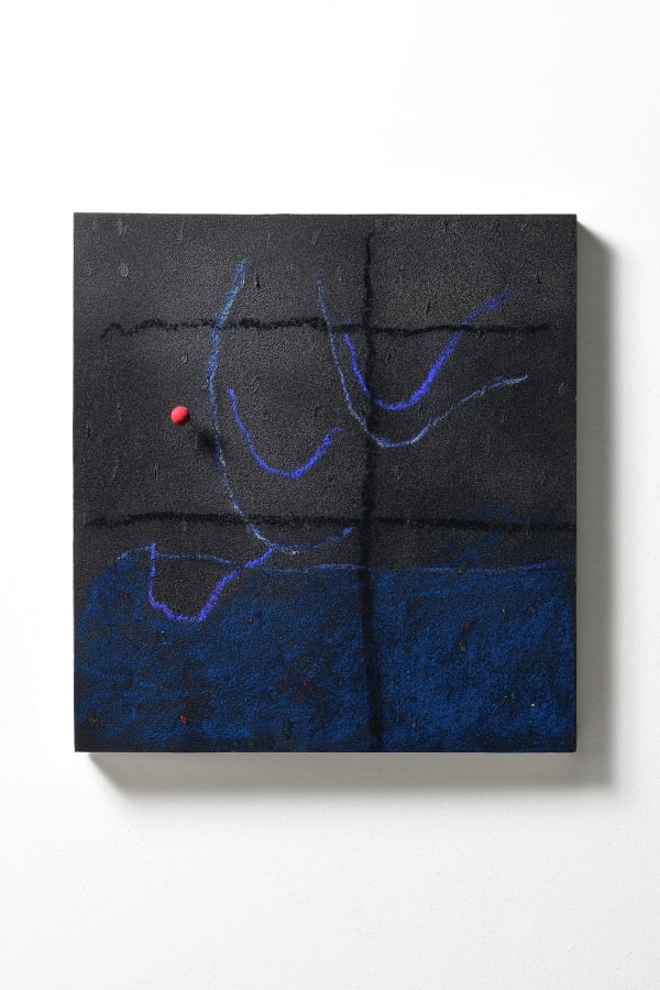 Pier Paolo Calzolari Untitled, 2021 Pigmented salt, oil pastels, pastels à l’écu, wood, steel, lead 29 1/2 x 27 1/2 x 4 3/4 inches 75 x 70 x 12 cm