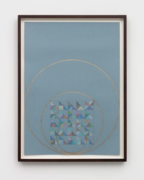 Claudia Wieser Untitled, 2020 Gold leaf and colored pencil on colored paper 18 x 13 inches, 45.7 x 33 cm Framed: 19 7/8 x 14 3/4 inches 50.5 x 37.5 cm (CLW.17892)