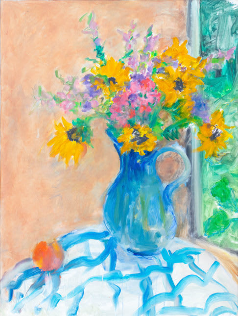 Mary Page Evans Blue Pitcher with Sunflowers, 2021