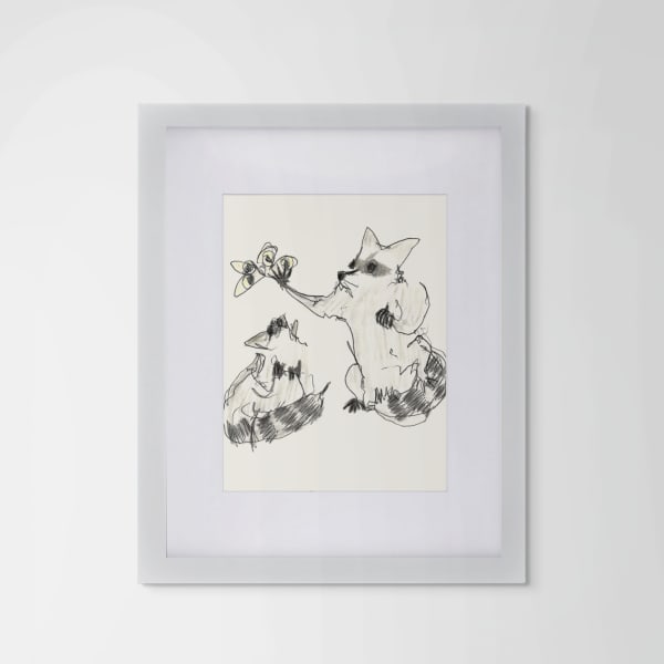 Emilie Louise Gossiaux, Raccoons with Moth, 2023