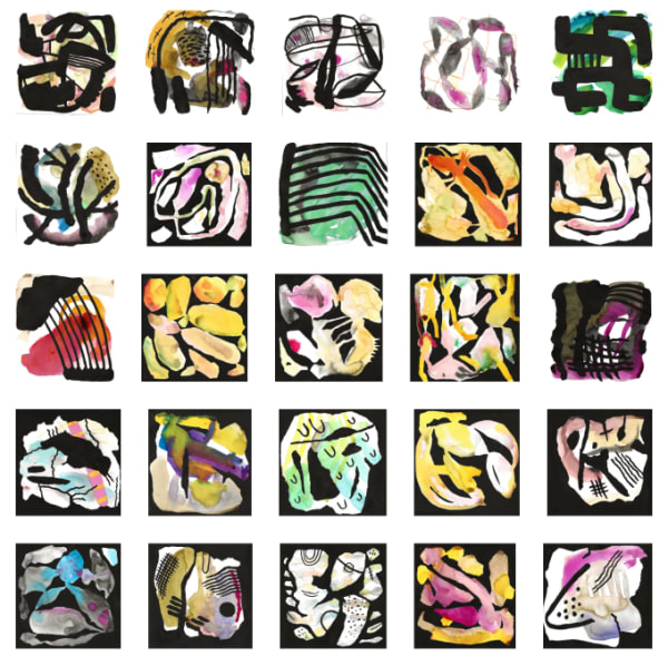 Amy Chan, 6” x 6” works on paper, 2020