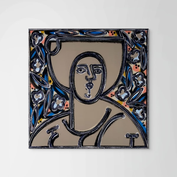 America Martin, Woman with Blue Leaves and Flowers, 2023