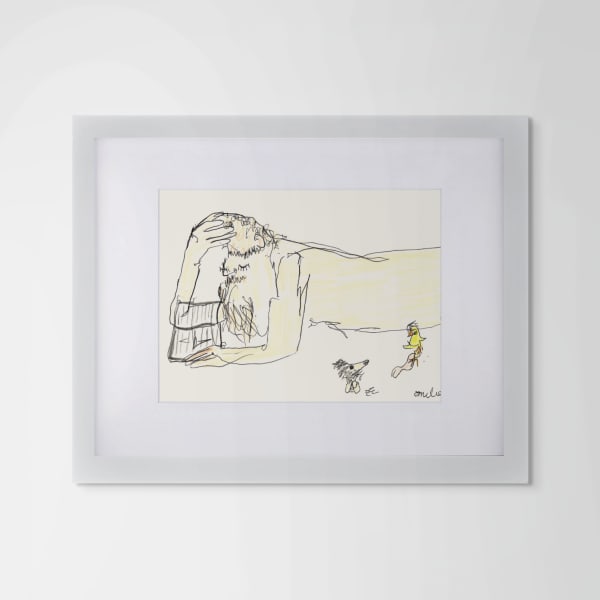 Emilie Louise Gossiaux, Kirby in Bed with Hedgehog and Chick Fighting Over Worm, 2023