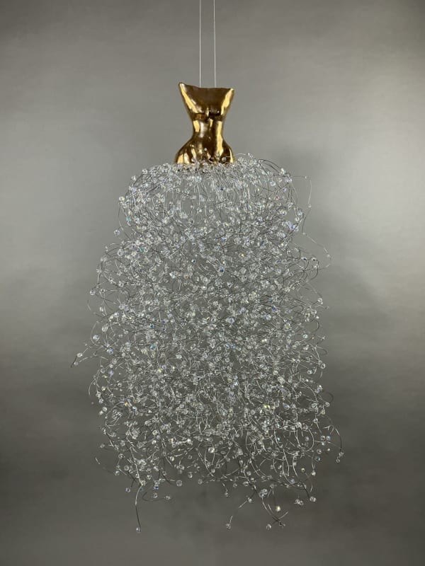 Estella Fransbergen, "Yellow Gold Overglaze Clay Torso: Suspended Traditional Style", 2025