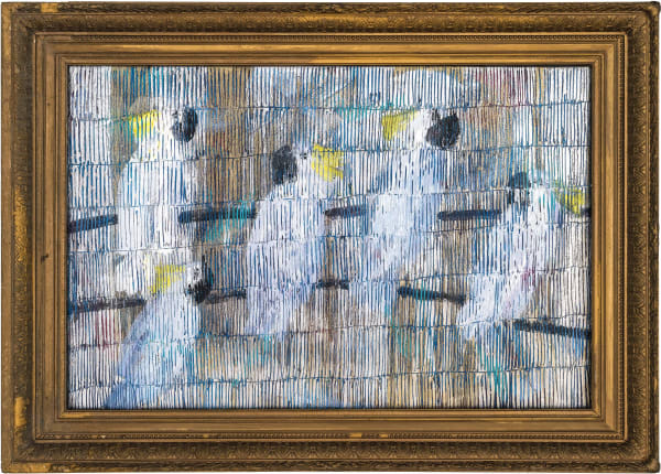 Hunt Slonem "Cockatoos New Formation", 2025