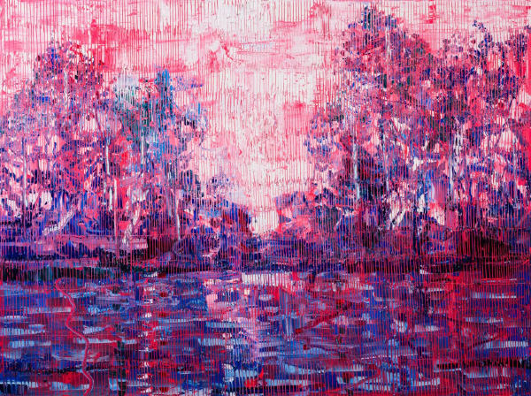 Hunt Slonem "Magenta Bayou La Fouche", 2023