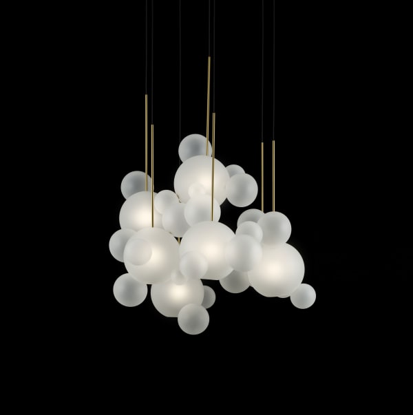 Giopato & Coombes, Bolle Frosted Circular Chandelier 34 Bubbles