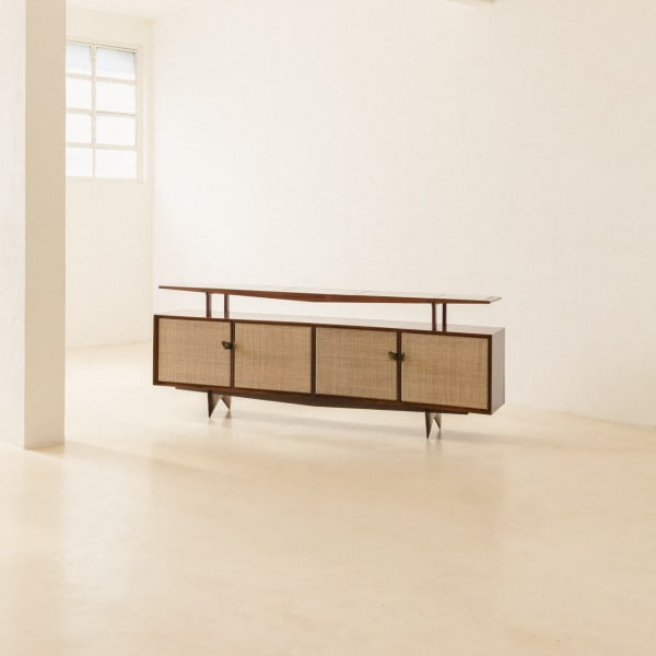 Carlo Hauner & Martin Eisler, Cane credenza with two levels