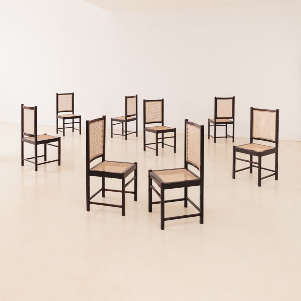 Celina Decorações Solid Wood and Cane Chairs (8 units), 1960s