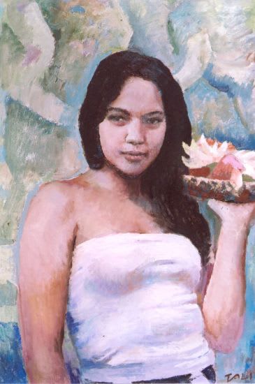 Cao Dali (Tsao Tali) 曹達立, Balinese holding a Plate