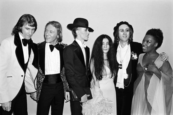 Kwame Brathwaite, Untitled (from left Righteous Brothers, David Bowie, Yoko Ono, John Lennon, Roberta Flack), 1975, March 1, printed 2018