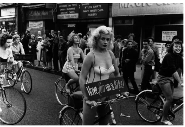 Roger Mayne, Soho Fair, "Have fun on a Bike", 1958