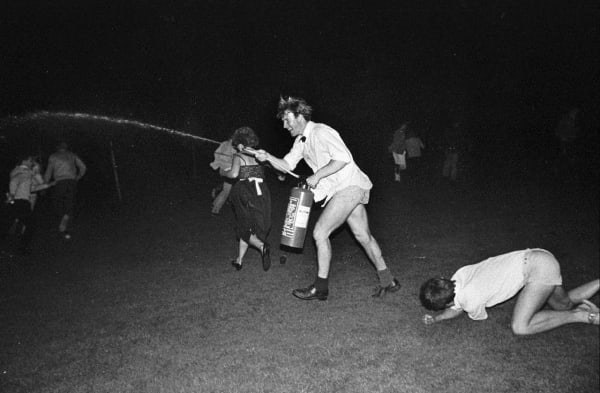 Dafydd Jones, Cambridge during rowing celebration, 1984