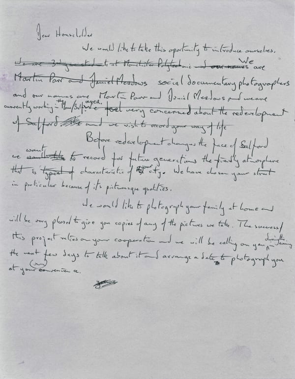 Daniel Meadows And Martin Parr, Draft Letter, 1973