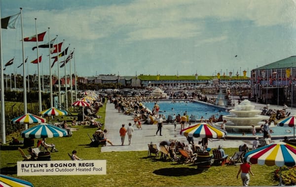 John Hinde Studio, Butlin's Bognor Regis: The Lawns and Outdoor Heated Pool, 1965