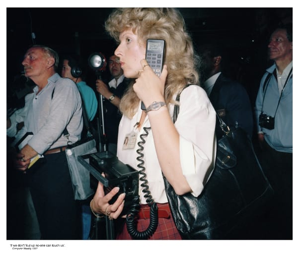 Anna Fox, Work Stations, Heathrow Aiport. Journalist, prior to the arrival of Madonna (23), 1988