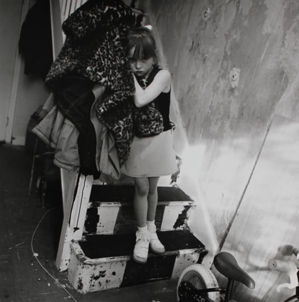 Ken Grant, Ashleigh Gray on the botton step, Norris Green, c1994